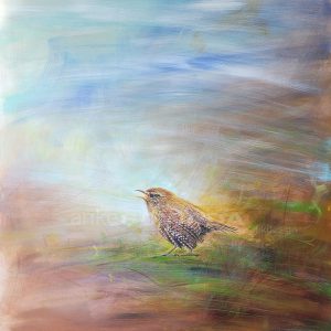 "Zaunkönig Zwei" 70x70cm, Leinwand